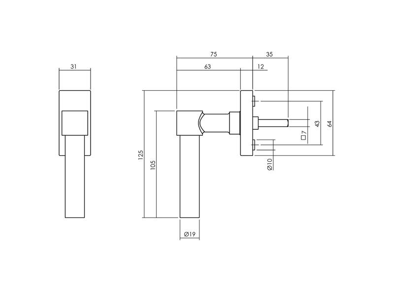 Intersteel Raamkruk L-vorm Recht rvs geborsteld