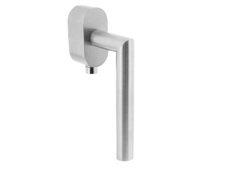 Intersteel Afsluitbare raamkruk hoek 90 op ovale rozet met stift 35mm rvs geborsteld SKG***