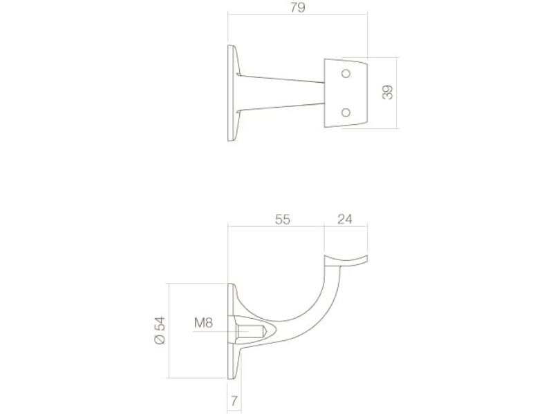 Intersteel Leuninghouder hol zadel opschroevend RVS