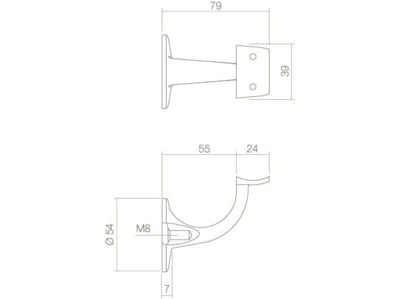 Intersteel Leuninghouder achterplaat hol zadel RVS