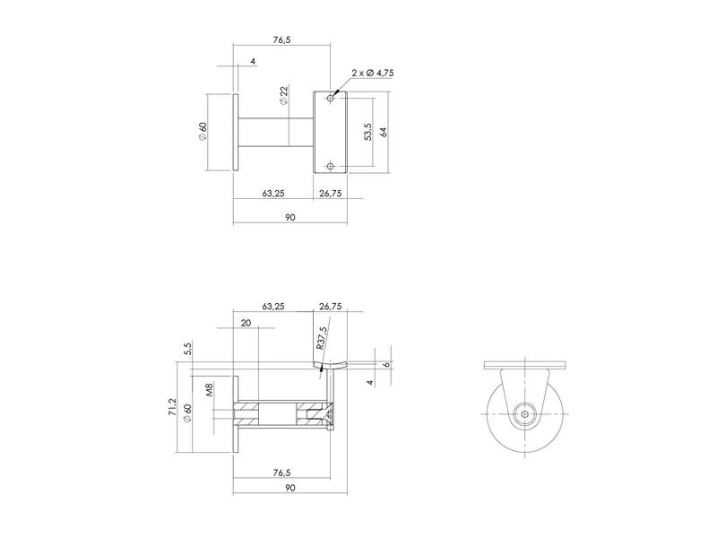 Intersteel Leuninghouder zwaar-taps hol zadel RVS