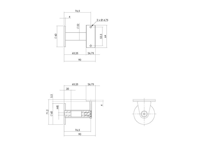 Intersteel Leuninghouder zwaar-taps vlak zadel RVS