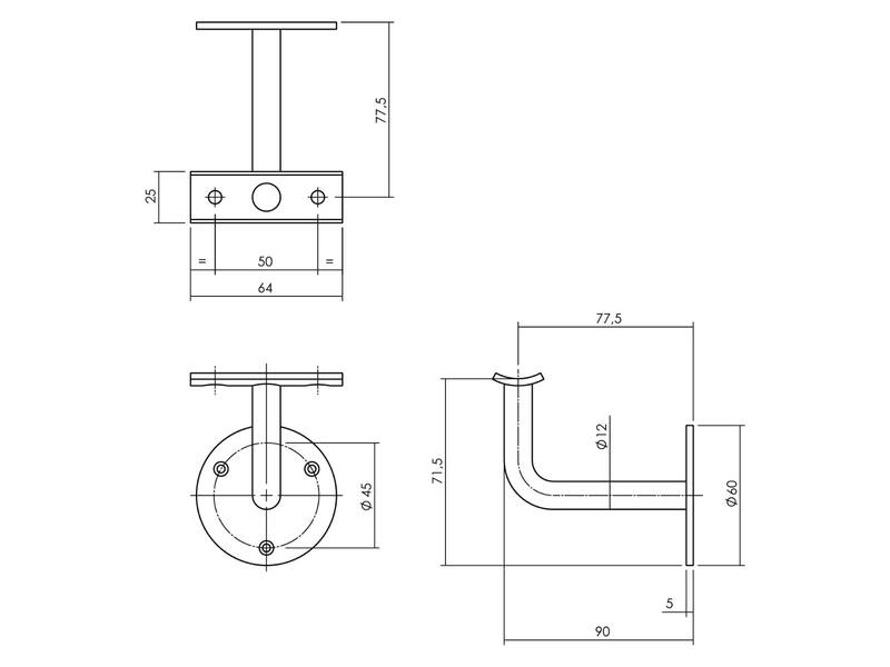 Intersteel Leuninghouder hol zadel RVS