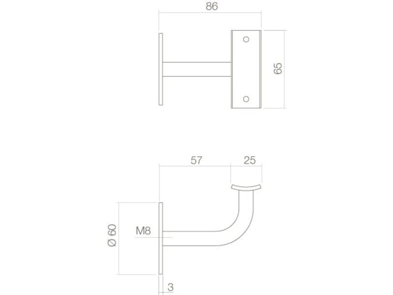 Intersteel Leuninghouder vlak zadel RVS