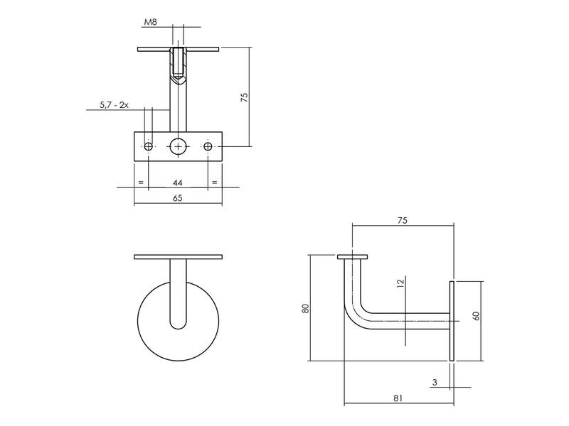 Intersteel Leuninghouder gebogen vlak zadel RVS