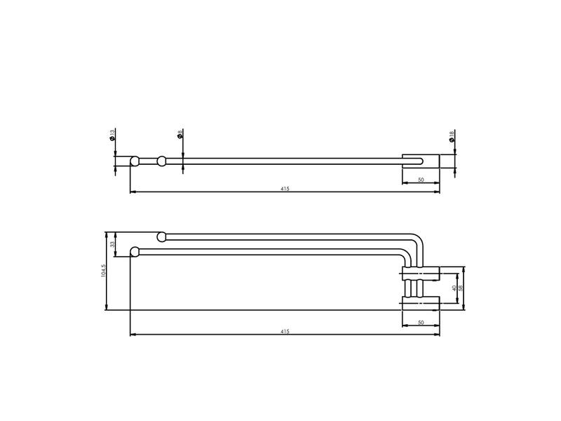 Intersteel Handdoekhouder duo-gebogen draaibaar rvs geborsteld