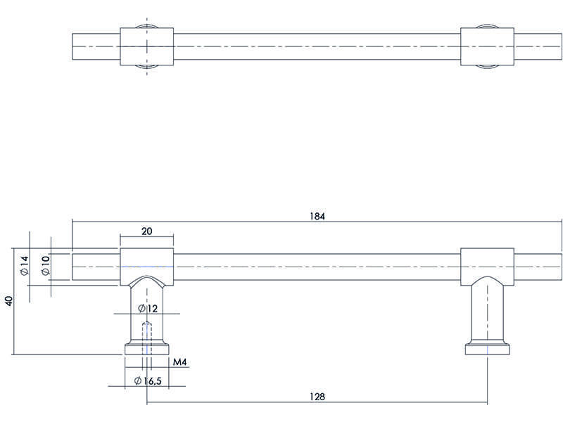 Intersteel Meubelgreep T-vorm recht 184 mm RVS