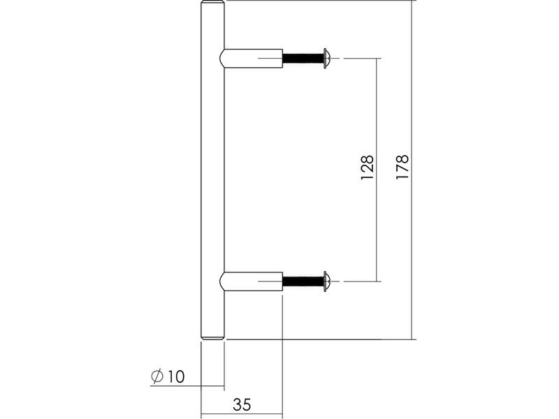 Intersteel Meubelgreep 10 mm lengte 178 mm RVS