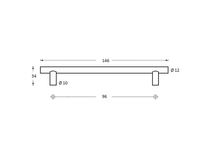Intersteel Meubelgreep 12 mm, lengte 146 mm RVS