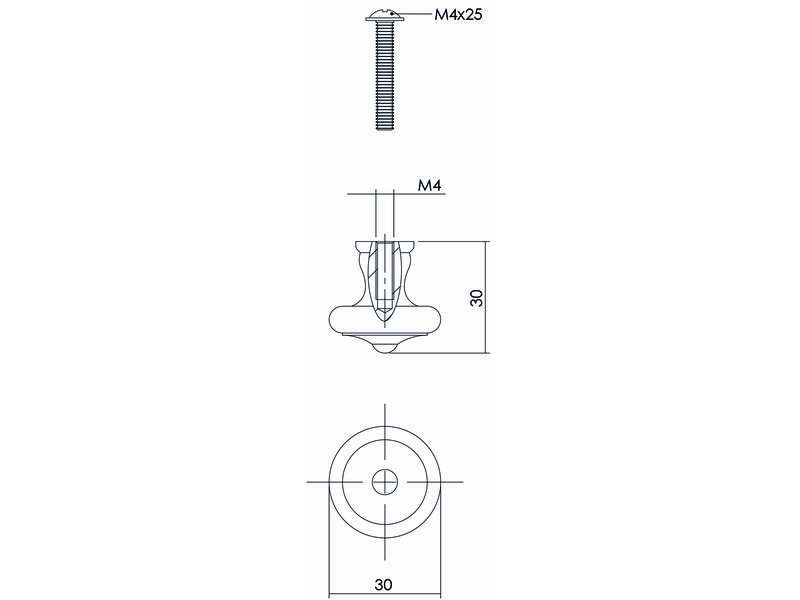 Intersteel Meubelknop 30 mm smeedijzer zwart