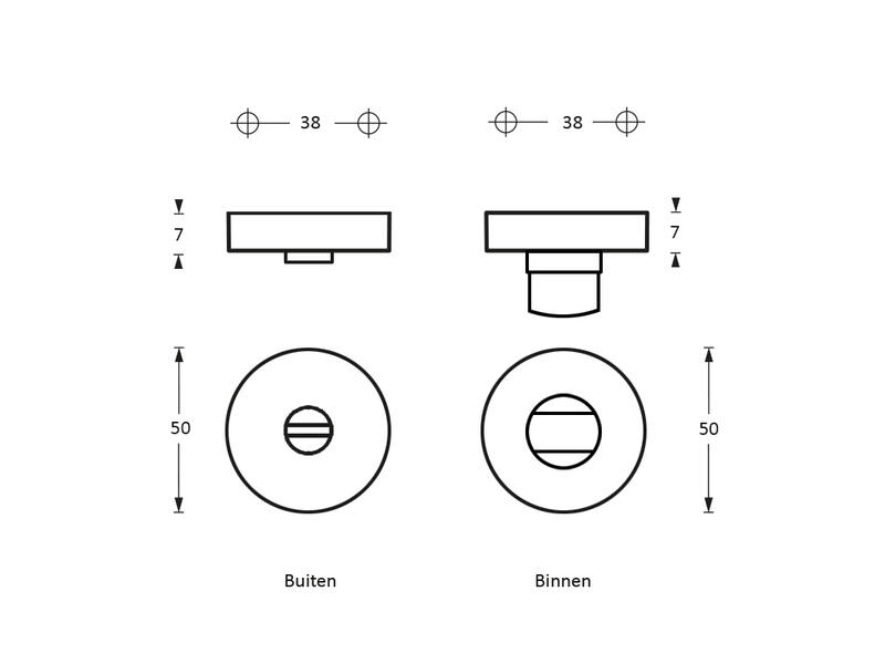 Intersteel Rozet toilet-/badkamersluiting messing titaan PVD