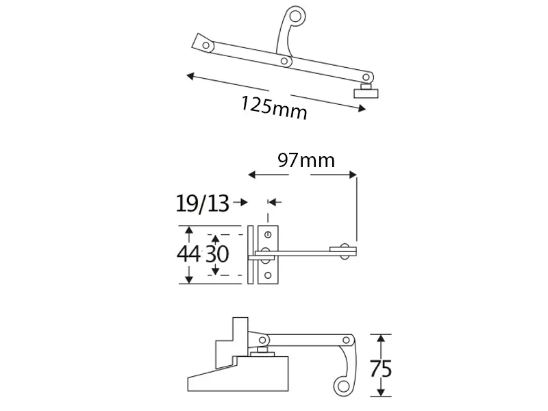 Combi raamuitzetter Zwart Elegant 125mm