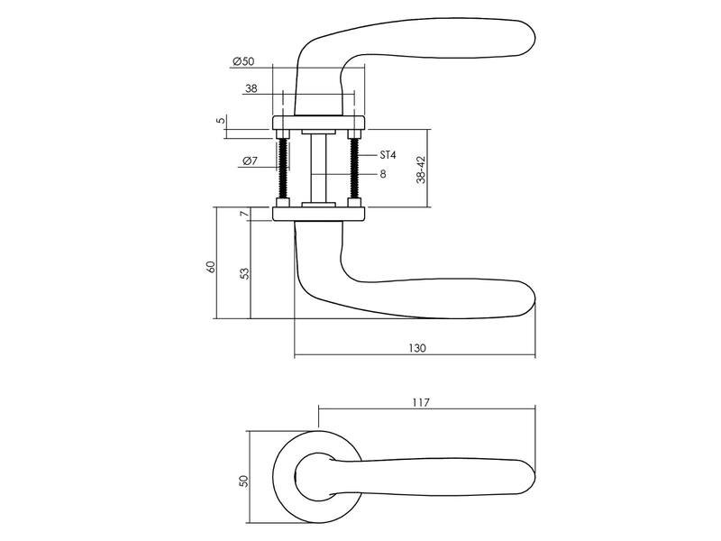 Intersteel Deurkruk Sigaar met ronde rozet 50x7mm Aluminium