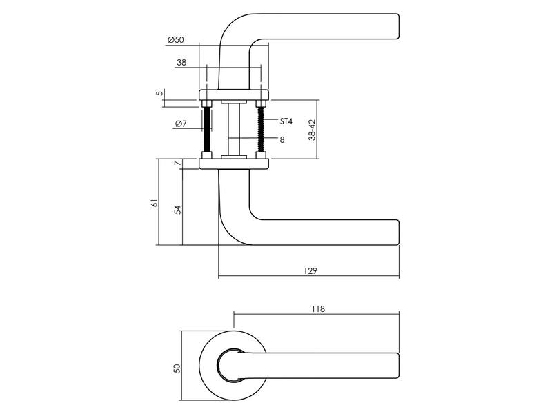 Intersteel Deurkruk Derby op rond rozet 50x7mm Aluminium