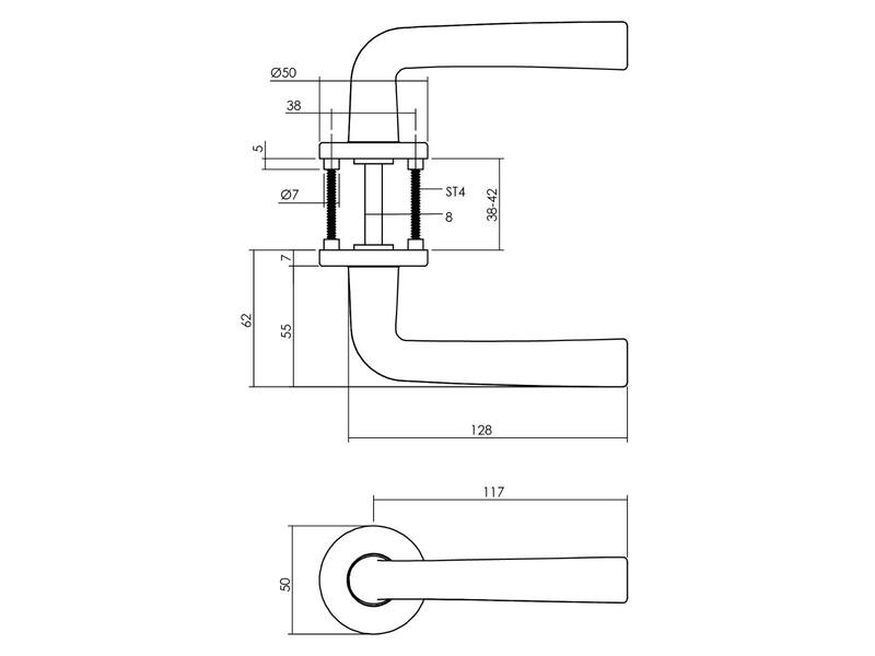 Intersteel Deurkruk Conisch met ronde rozet 50x7mm Aluminium