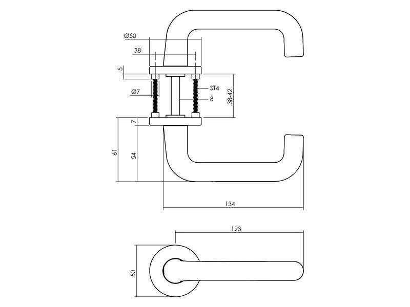 Intersteel Deurkruk Rond met rond rozet 50x7mm Aluminium