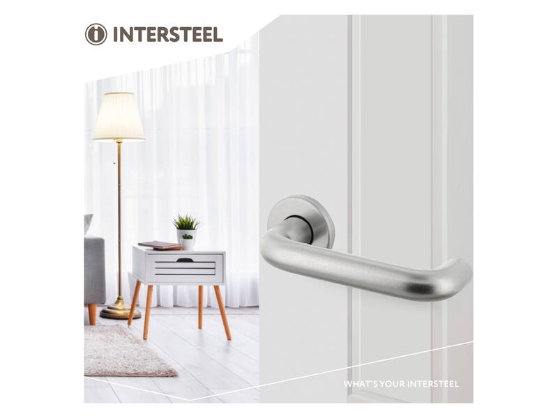 Intersteel Deurkruk Rond met rond rozet 50x7mm Aluminium