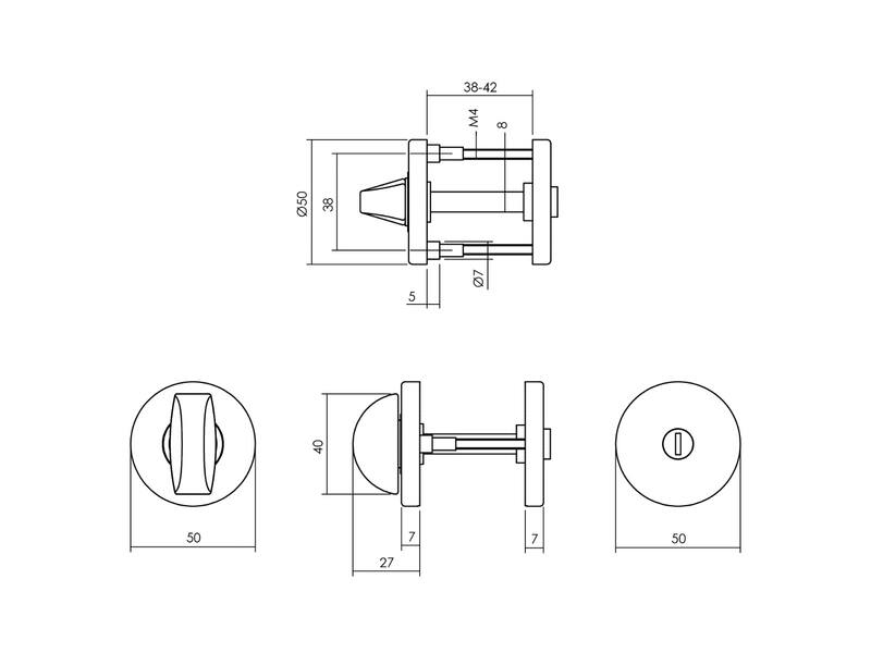 Intersteel Rozet met toilet-/badkamersluiting rond 50x7 mm aluminium