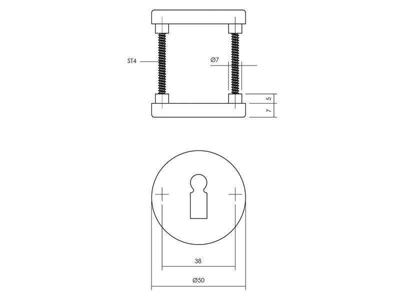 Sleutelrozetten met sleutelgat rond 50x7 mm aluminium