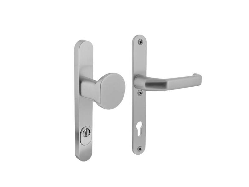Intersteel Veiligheidsbeslag smal SKG*** greep/kruk profielcilinder 92 mm met kerntrekbeveiliging aluminium