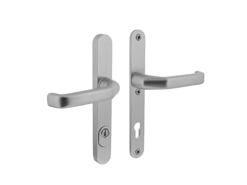 Intersteel Veiligheidsbeslag smal SKG*** kruk/kruk profielcilinder 92 mm met kerntrekbeveiliging aluminium