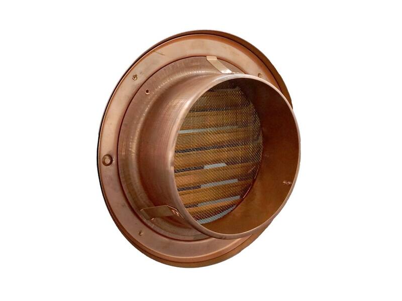 Ventilatierooster gevel Roodkoper Bol model 190mm voor buis 125mm