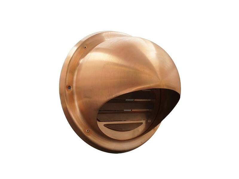 Ventilatierooster gevel Roodkoper Bol model 190mm voor buis 125mm