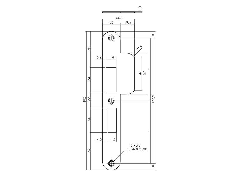 Intersteel Sluitplaat voor veiligheidsslot SKG** profielcilindergat 55 mm DIN links rvs