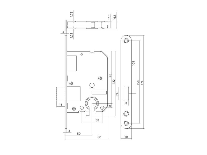 Intersteel Woningbouw cilinder kastslot 55 mm rvs geborsteld