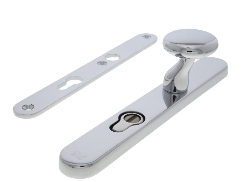 Veiligheidsgarnituur kerntrek Chroom smal Ovaal met knop PC72 SKG3