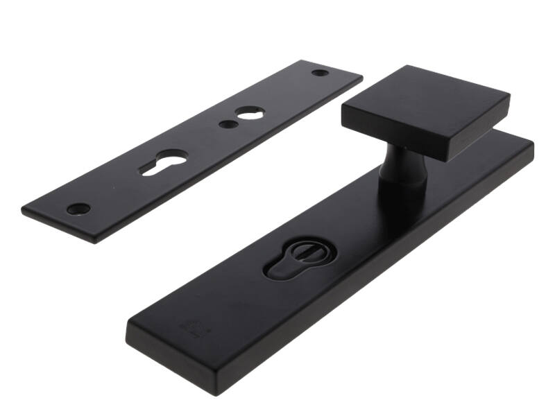 Veiligheidsbeslag SKG 3-sterren met kerntrekbeveiliging Zwart PC72 Bauhaus met vierkante knop