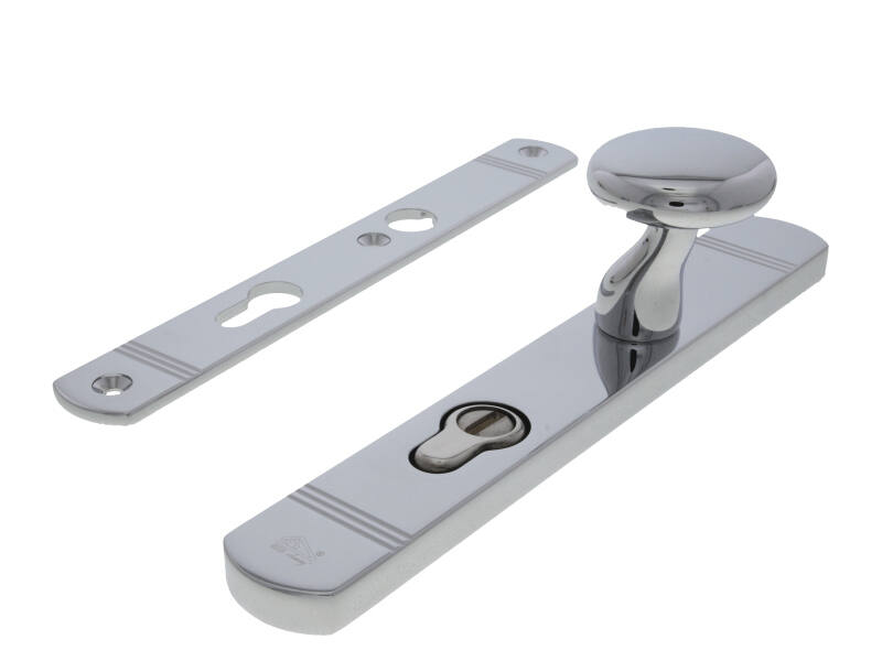 Veiligheidsgarnituur kerntrek Chroom met knop PC72 SKG3 Art Deco
