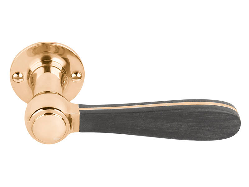 Deurkruk Messing/zwart Bosco Lazaro Rosa-Violan 132mm LZ100-G op verende rozet