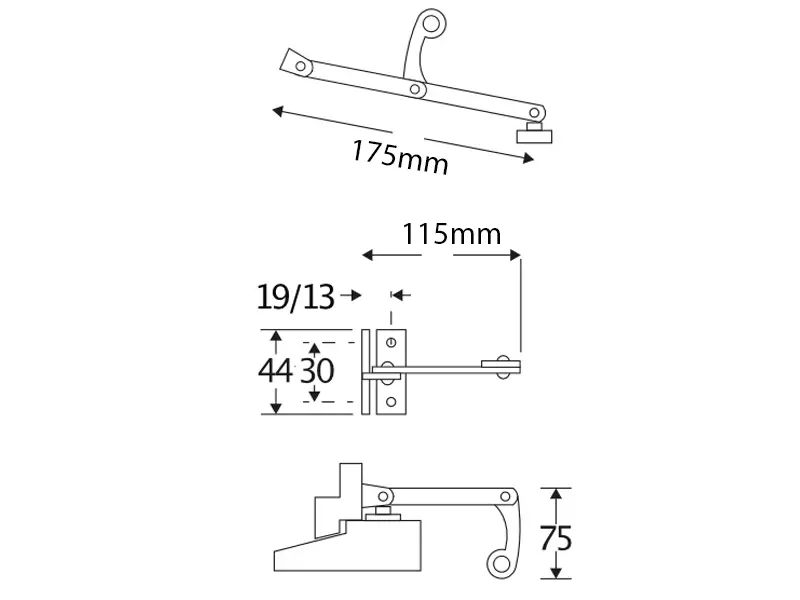 Combi raamuitzetter Zwart Elegant 175mm
