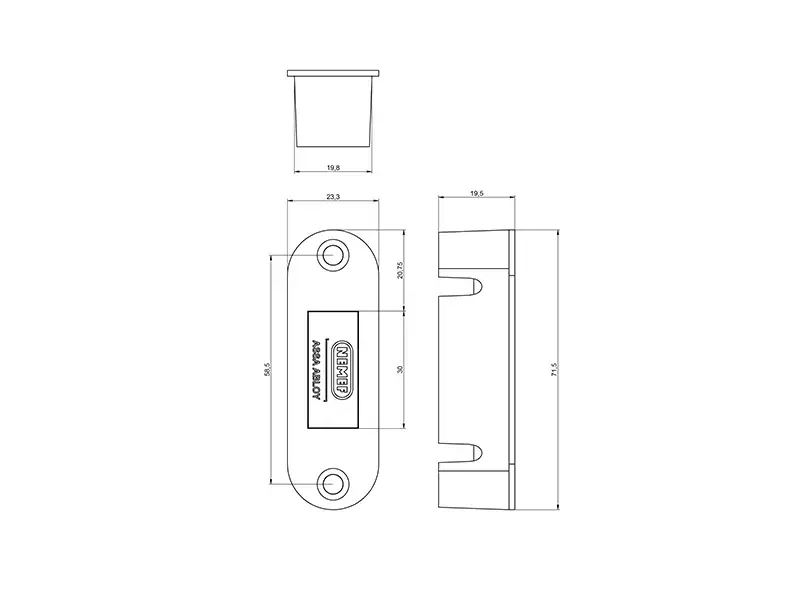 Nemef Insteek magneet Loopslot Zwart 1255/73 Doornmaat 50mm, 1200 serie