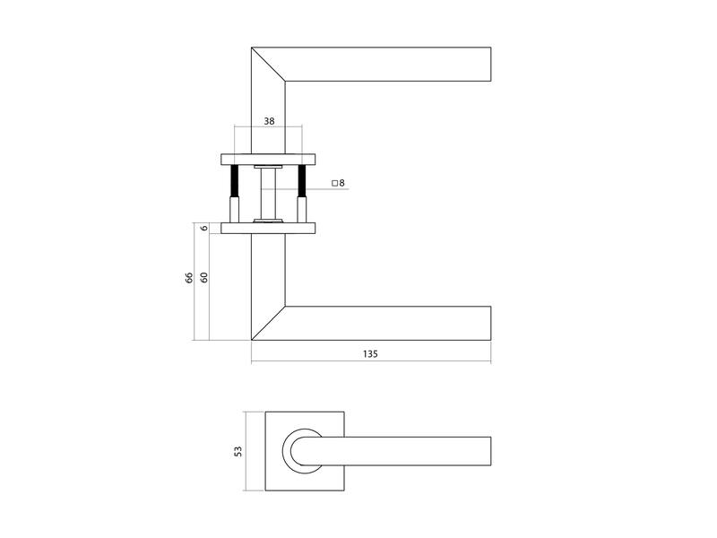 Intersteel Deurkruk Q 04 op rozet verdekt 53x53x6mm PVD messing mat