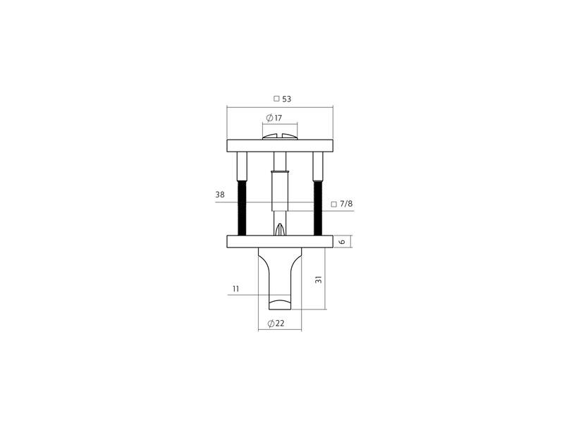Intersteel WC-sluiting verdekt vierkant 53x53x6mm met stift 6-8mm PVD zwart
