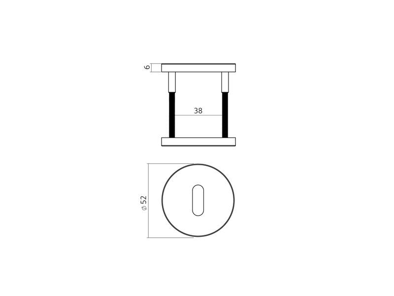 Sleutelrozetten verdekt rond 52x6mm PVD antraciet