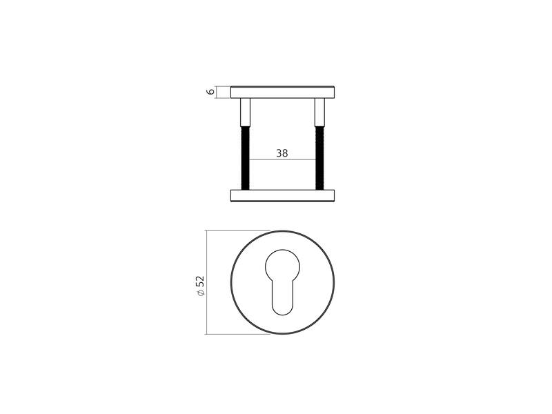 Profielcilinderrozet verdekt rond 52x6mm PVD antraciet