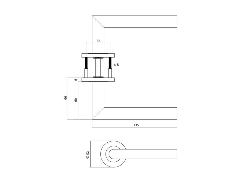 Intersteel Deurkruk Q 01 op rozet verdekt rond 52x6mm PVD antraciet