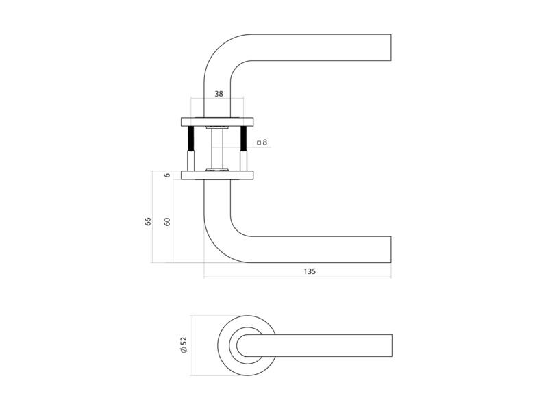 Intersteel Deurkruk Q 02 op rozet verdekt rond 52x6mm PVD antraciet