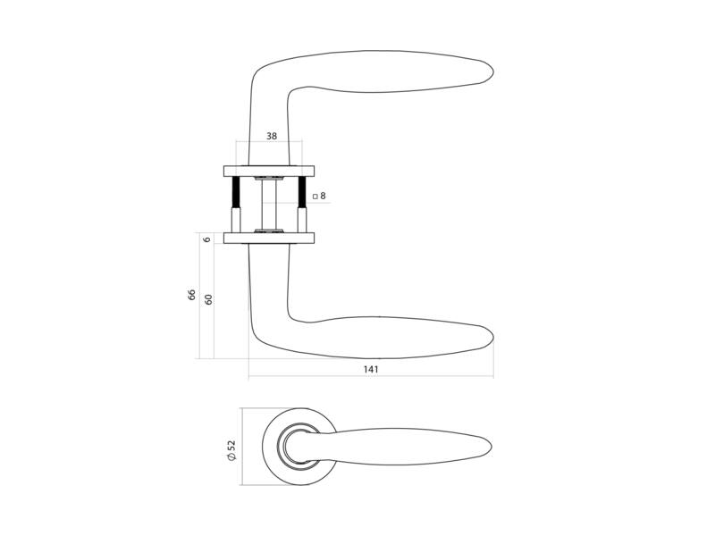 Intersteel Deurkruk Q 03 op rozet verdekt rond 52x6mm PVD antraciet