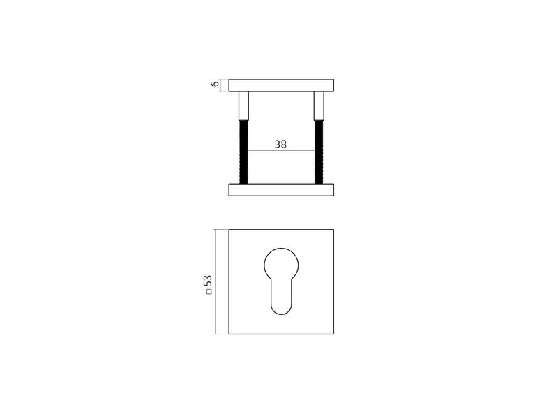 Profielcilinderrozet verdekt 53x53x6mm PVD antraciet