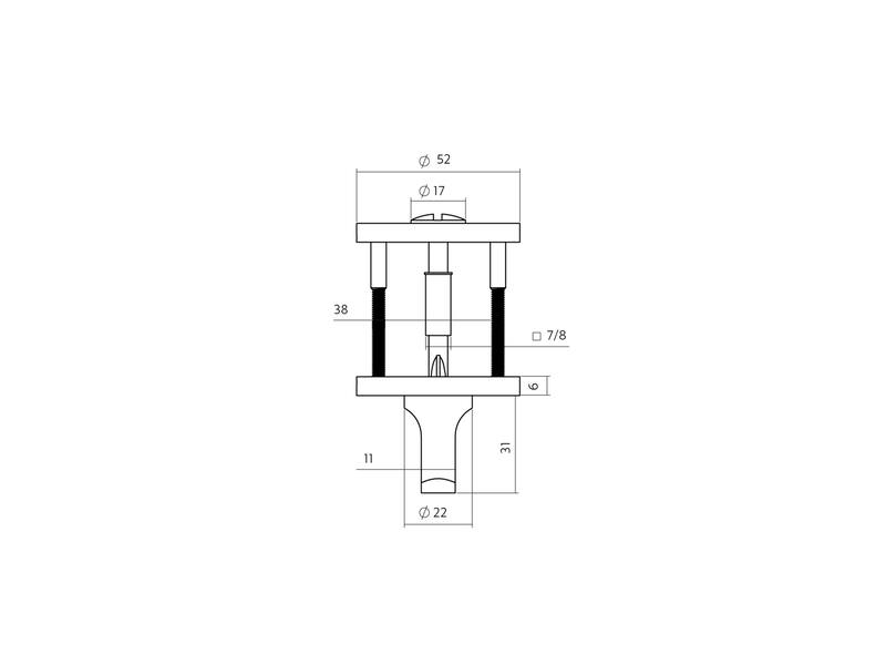 Intersteel WC-sluiting verdekt rond 52x6mm met stift 6-8mm rvs