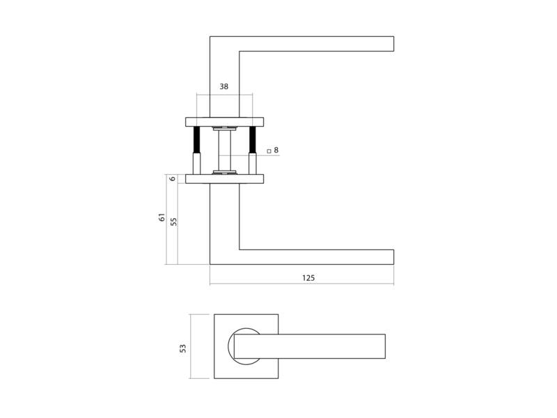 Intersteel Deurkruk Q 05 op rozet verdekt 53x53x6mm rvs
