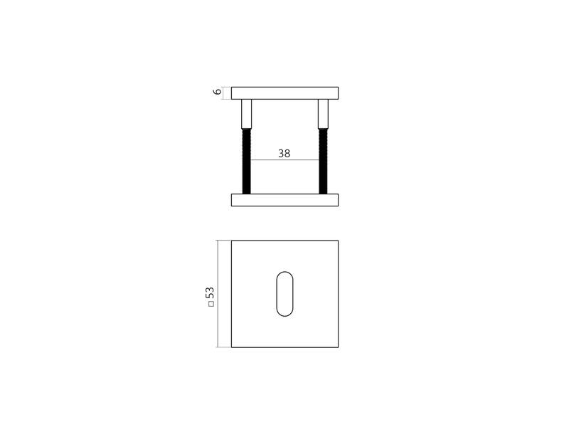Sleutelrozetten verdekt 53x53x6mm PVD brons