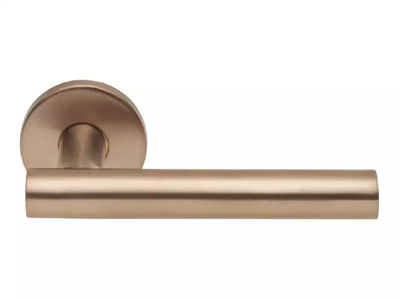 Deurkruk PVD licht brons Basics LB7-19 geveerd op rozet EN1906 klasse 3