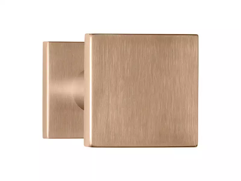 Voordeurknop licht brons PVD Vierkant 60 mm Vast op Rozet – BSQ60V