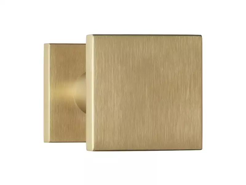 Voordeurknop Mat Goud PVD Vierkant 60 mm Vast op Rozet – BSQ60V
