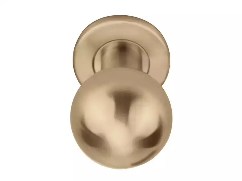 Voordeurknop licht brons PVD Rond 50 mm Vast op Rozet – LB501